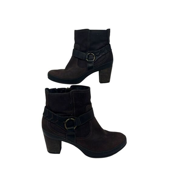 Clarks Active Air Suede Leather Women's Boots Brown Heeled Ankle Boots‎ Size 6M - Picture 1 of 8